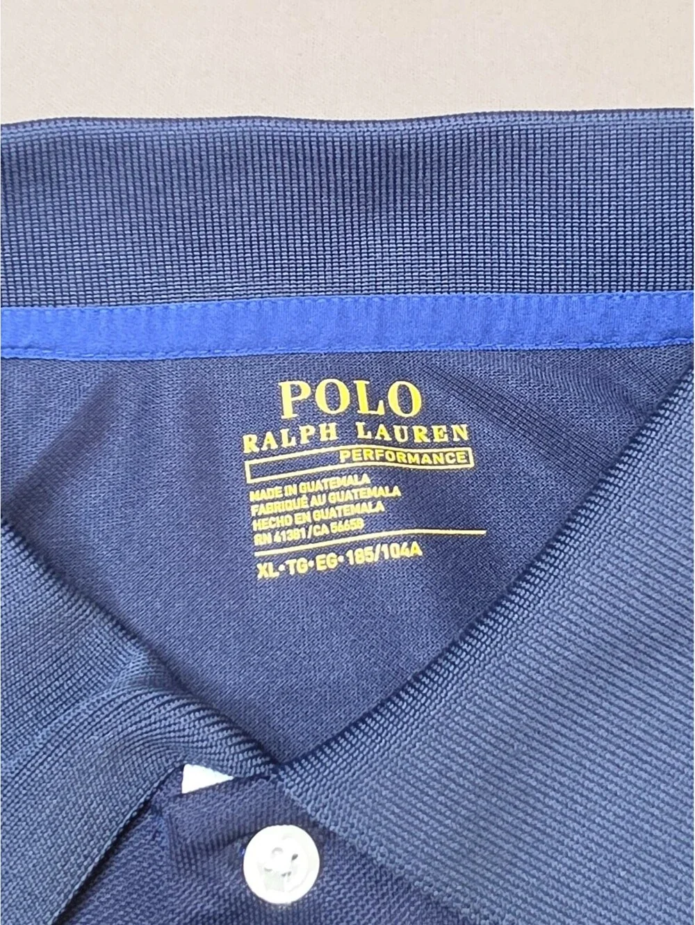 Polo Ralph Lauren Performance Men’s XL Colorblock Golf Polo Shirt Blue White